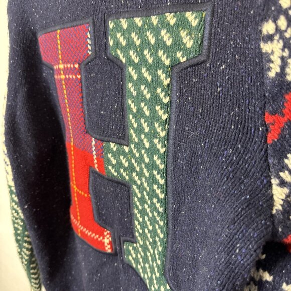 Tommy Hilfiger Men M Cardigan Wool Blend Letterman Preppy Varsity Shawl Collar - Picture 6 of 8